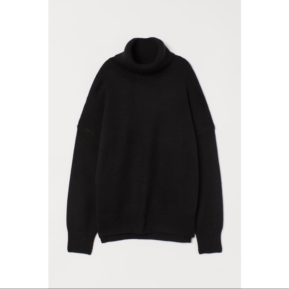 H&M Black Cowl Neck Knit Tunic Sweater Size xs
